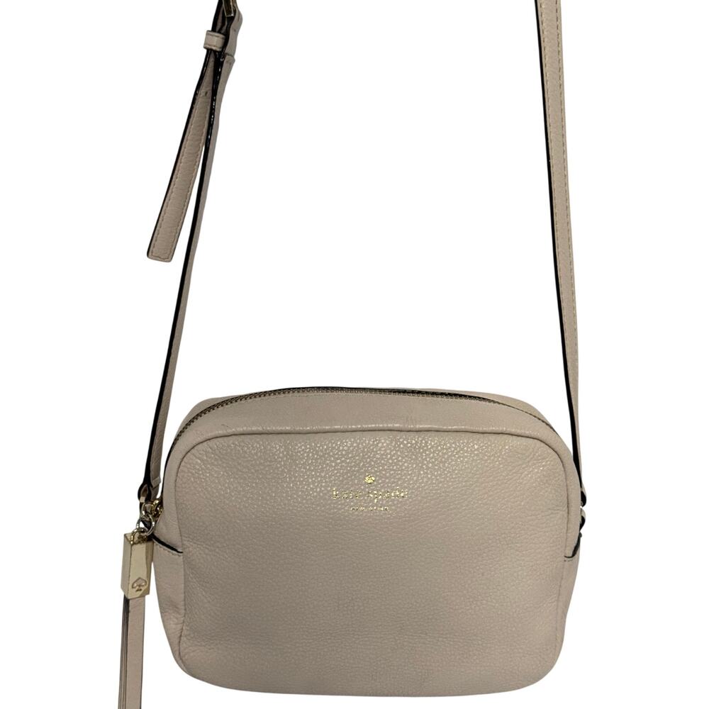 Kate Spade "Mindy" Crossbody Bag Cream / Oatmeal Colored Pebbled Leather